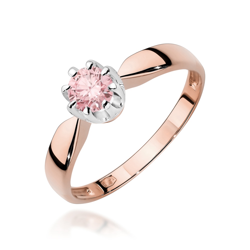 Pierścionek W0228 Diament Laboratoryjny różowy 0,50ct różowe złoto