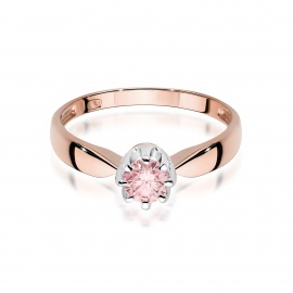 Pierścionek W0228 Diament Laboratoryjny różowy 0,50ct różowe złoto