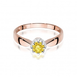 Pierścionek W0228 Diament Laboratoryjny żółty 0,50ct różowe złoto