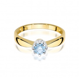 Pierścionek W0228 Diament Laboratoryjny niebieski 0,30ct żółte złoto