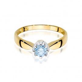Pierścionek W0228 Diament Laboratoryjny niebieski 0,50ct żółte złoto