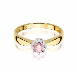 Pierścionek W0228 Diament Laboratoryjny różowy 0,30ct żółte złoto