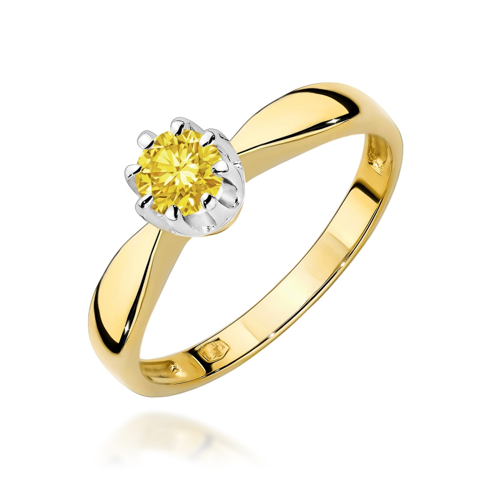 Pierścionek W0228 Diament Laboratoryjny żółty 0,30ct żółte złoto