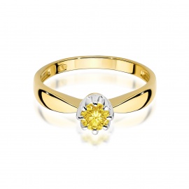 Pierścionek W0228 Diament Laboratoryjny żółty 0,30ct żółte złoto