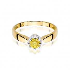 Pierścionek W0228 Diament Laboratoryjny żółty 0,50ct żółte złoto