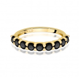 Pierścionek W0719 Czarny Diament żółte złoto