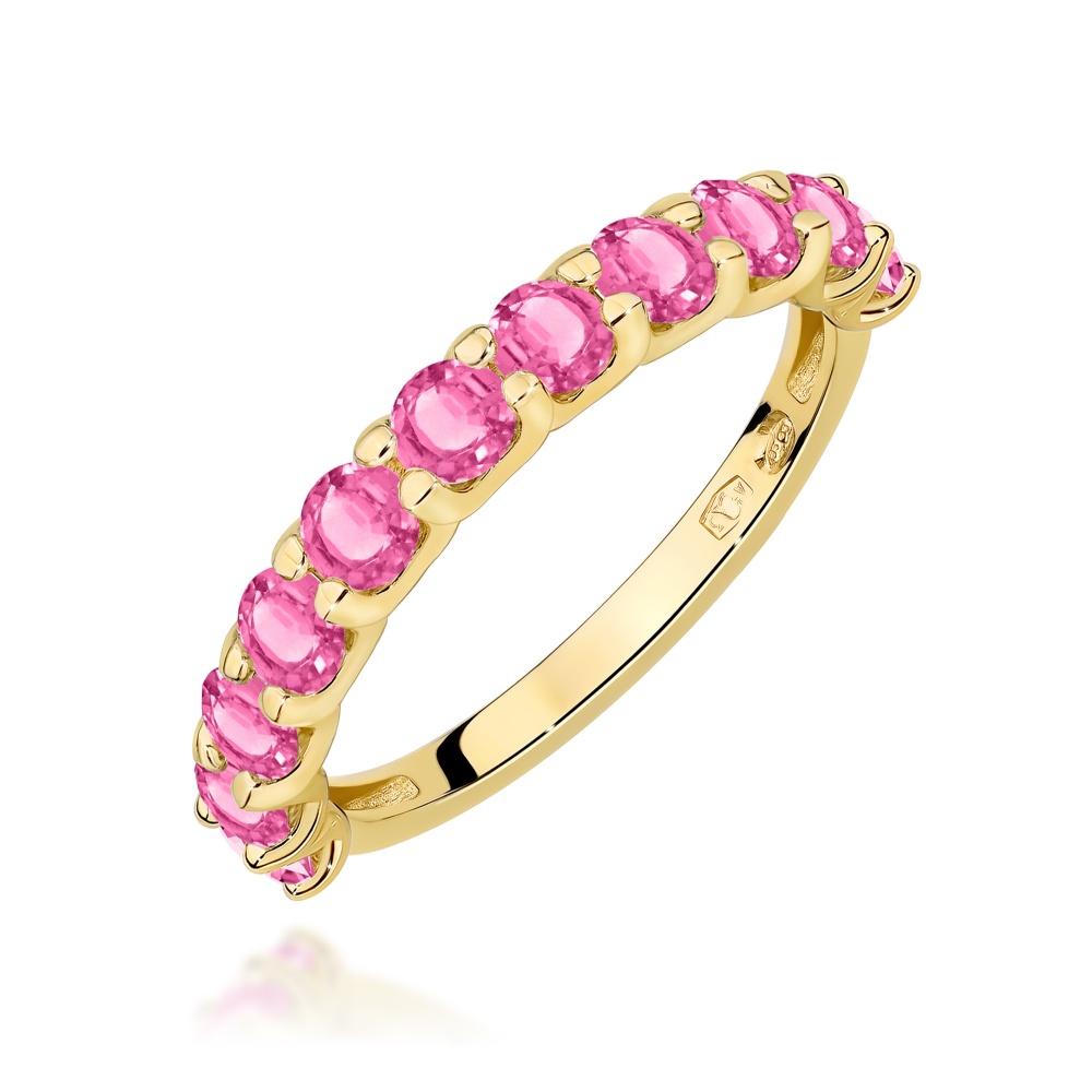 Pierścionek W0720 Różowy Topaz żółte złoto
