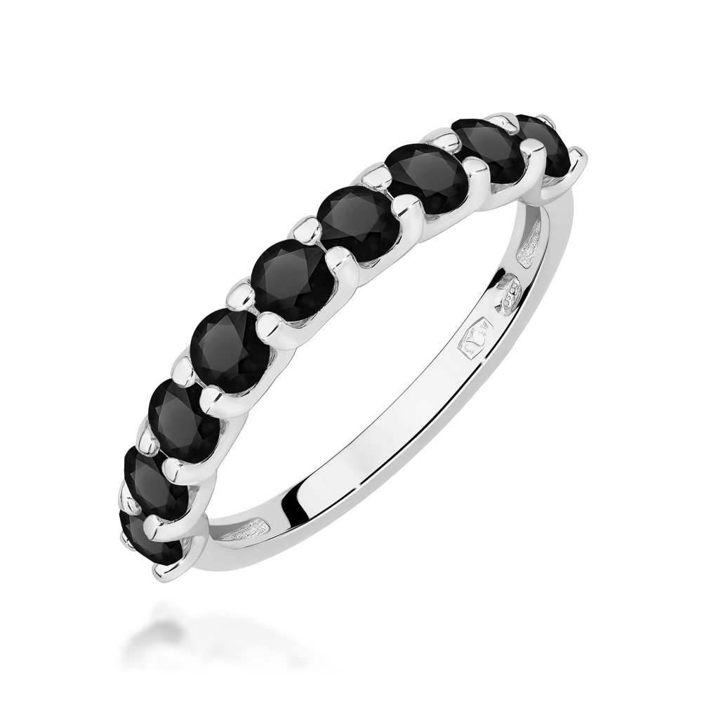 Pierścionek W0719 Czarny Diament białe złoto