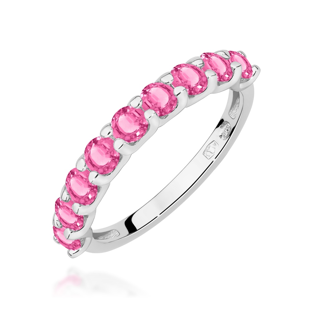 Pierścionek W0719 Różowy Topaz białe złoto