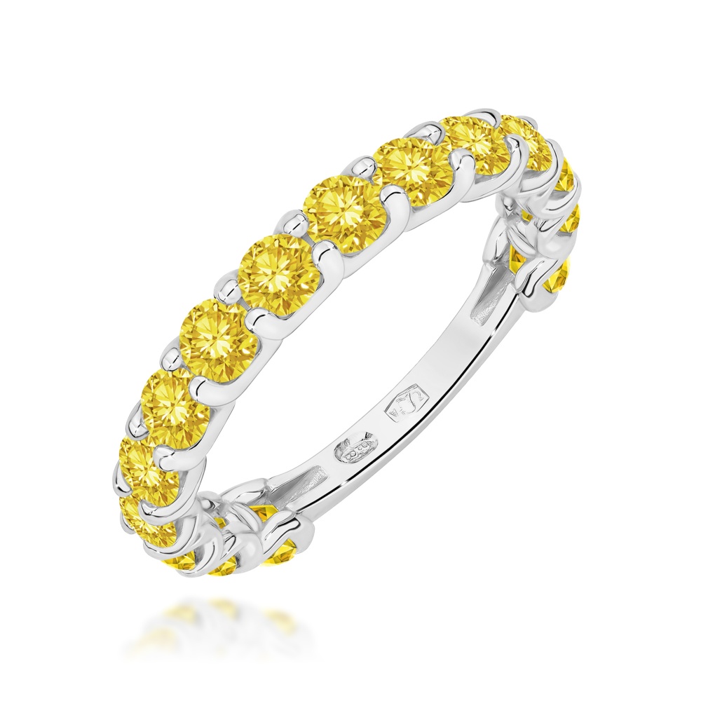Pierścionek W0722 Diament Laboratoryjny Żółty białe złoto