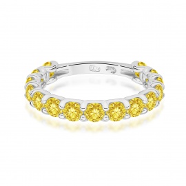 Pierścionek W0722 Diament Laboratoryjny Żółty białe złoto