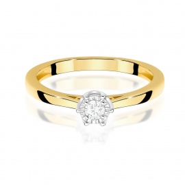Pierścionek W0715 Diament 0,10ct żółte złoto