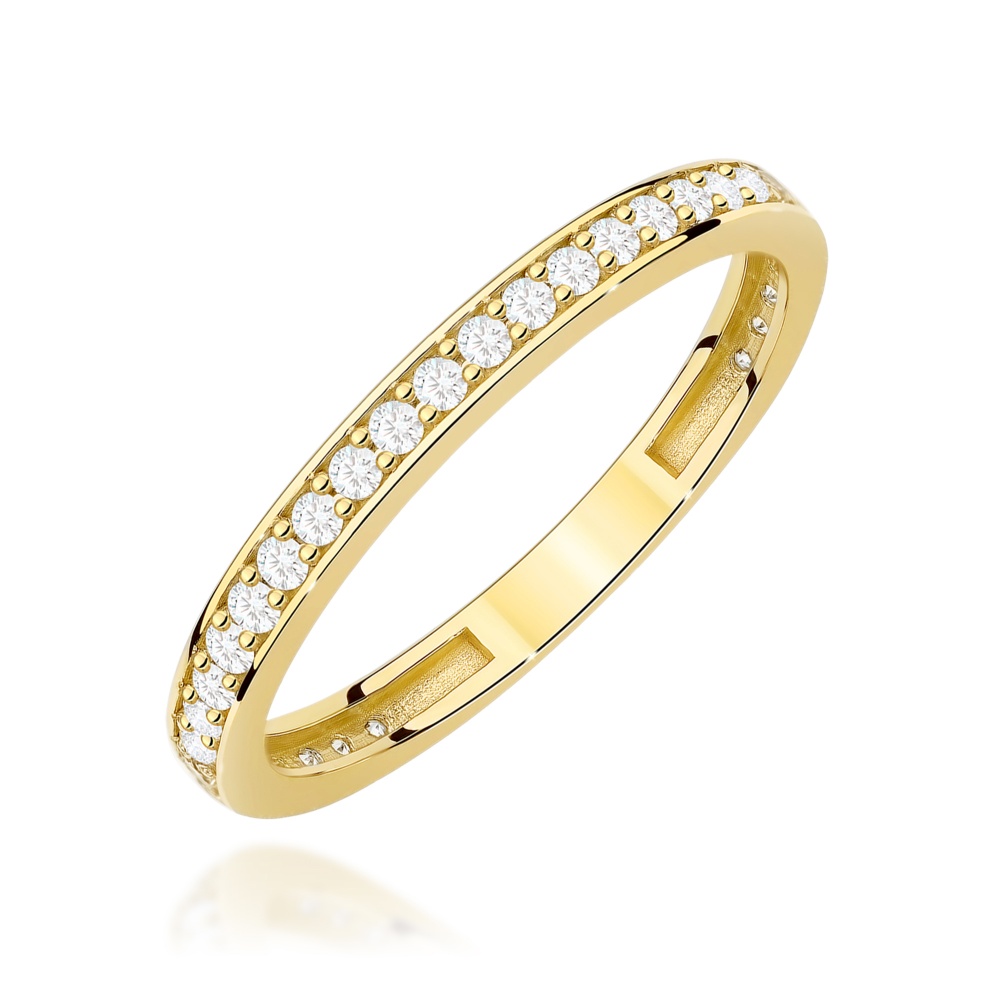 Pierścionek W0724 z diamentami żółte złoto