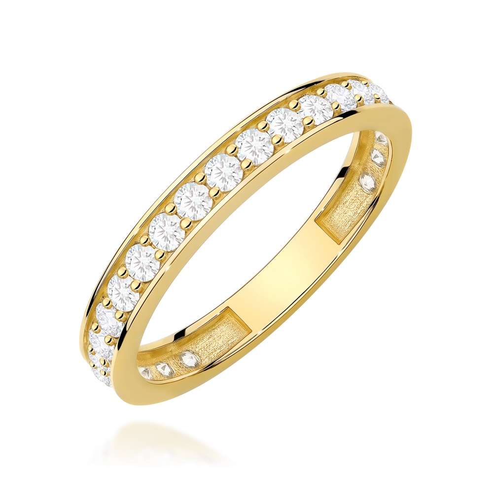 Pierścionek W0725 z diamentami żółte złoto