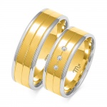 Dwukolorowe Złote Obrączki 5mm z Brylantami pr.585